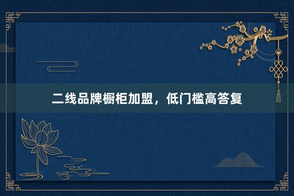 二线品牌橱柜加盟，低门槛高答复